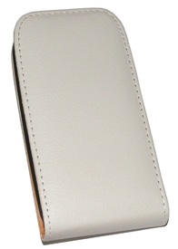 Кожен калъф Flip за Samsung Galaxy Fame S6810 с магнитно затваряне бял