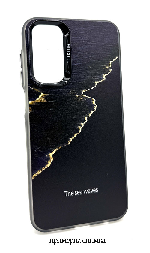 Кейс за iPhone 14 - Нощна вълна със златен блясък (29-D8)