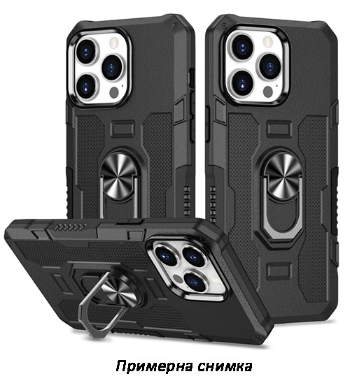 Lightweight Rugged Кейс с Ринг, Поставка Motorola Moto G22 - Черен (19-A4)