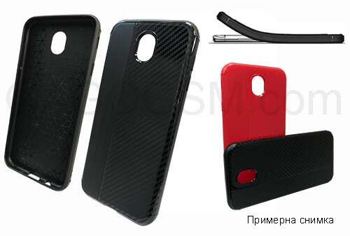 Калъф за Samsung Galaxy Note 8 – TPU с частичен карбонов дизайн (черен)