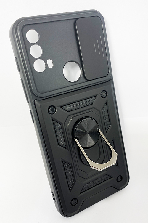 Удароустойчив Кейс с Ring, Car, Slide Camera Cover Motorola Moto E20/E40 - Черен (19-F3)