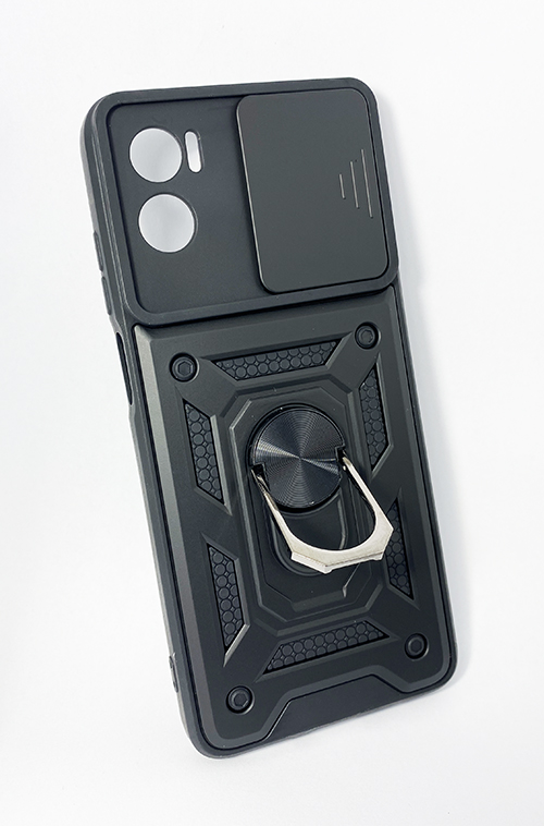 Удароустойчив Кейс с Ring, Car, Slide Camera Cover Motorola Moto E22 (2022) - Черен (19-F3)