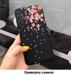 Tpu Кейс със снимка Motorola Moto E22 (2022) - Цвитя/Черен (29-C14)