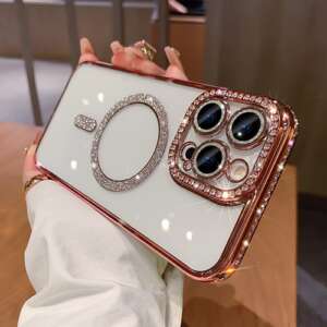 Luxury MagSafe Diamond Transparent Кейс Samsung Galaxy S25 - Розов (29-D13)