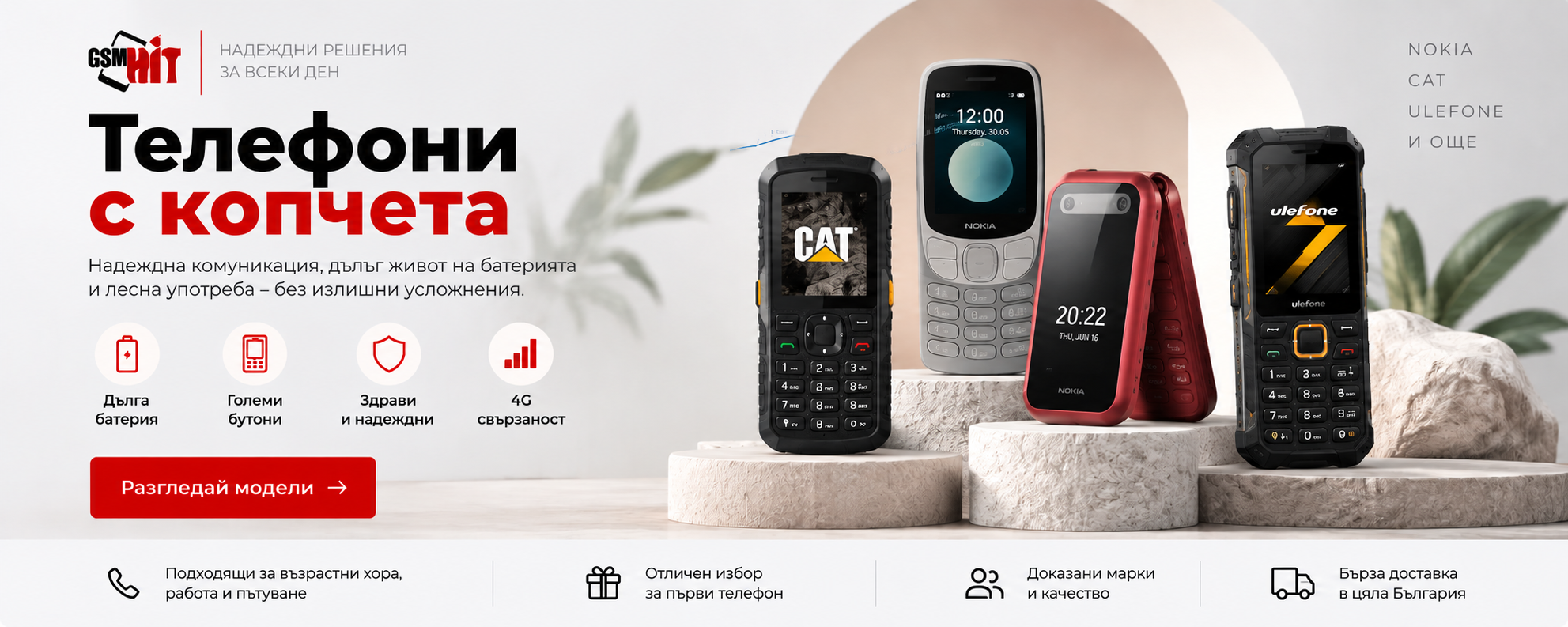Телефони с копчета – класически и удароустойчиви модели