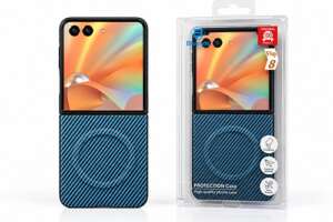 Калъф за Samsung Galaxy Z Flip 8 – Buenos с карбоново покритие и MagSafe (син)