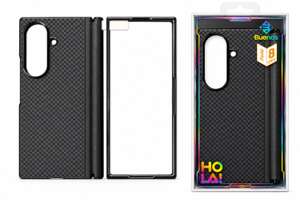 Калъф за Samsung Galaxy Z Fold 8 Ultra – с панта и вградени протектори с карбонов дизайн (черен)