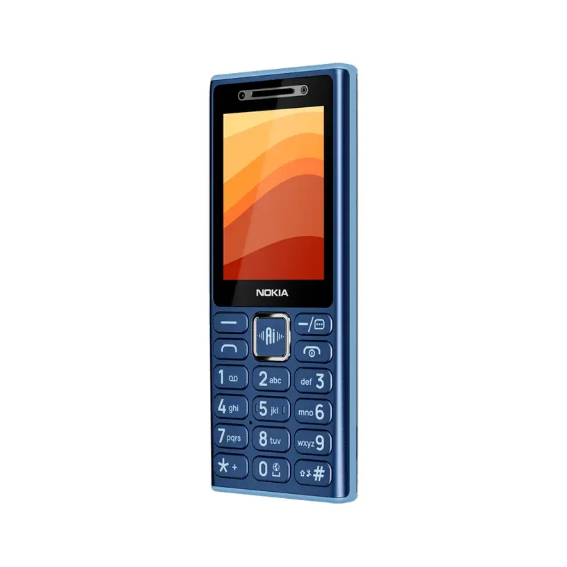 Nokia 210 4G тъмносин мобилен телефон с копчета – изглед под ъгъл